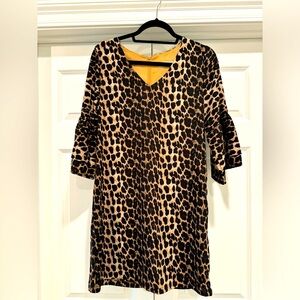Leopard print dress with ruffle sleeves, medium